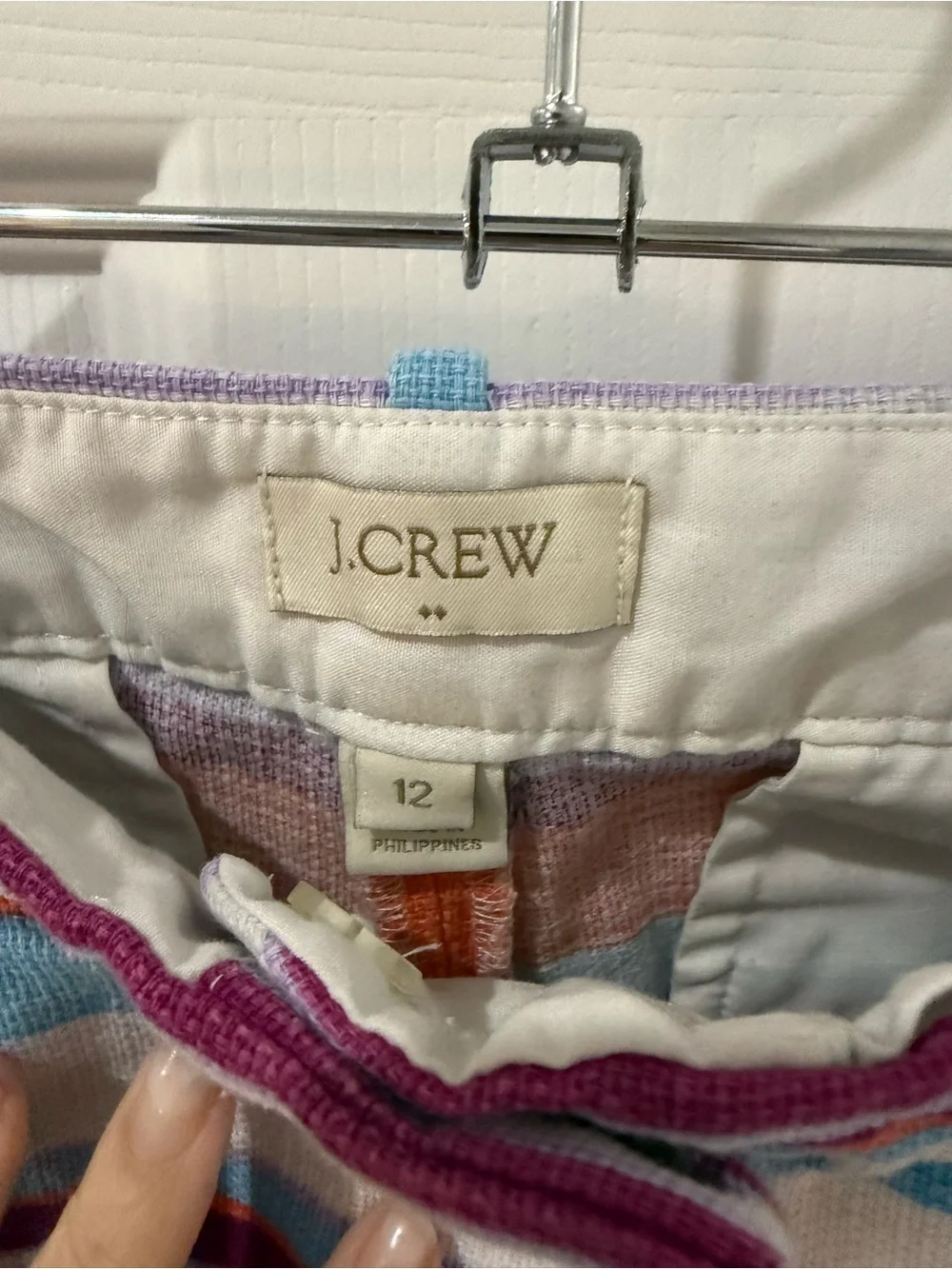 J.Crew Striped Tailored Shorts Size 12 Linen Blend Coastal Preppy 5” Inseam